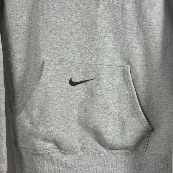 Nike Team Essential Gray Hoodie Men’s L Vintage USA Fabric Swoosh Sweatshirt - Picture 2 of 6